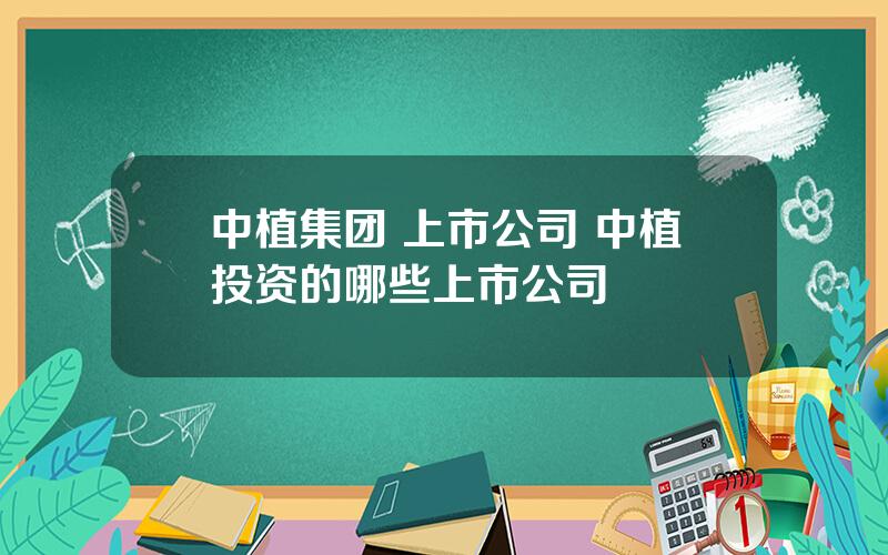 中植集团 上市公司 中植投资的哪些上市公司